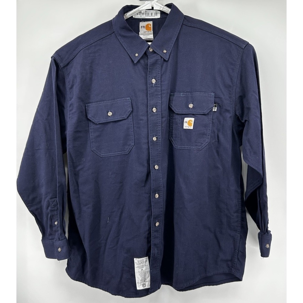 Carhartt FR Cat 2 Long Sleeve Front Pocket Long Sleeve Heavy Cotton Blue 2XL